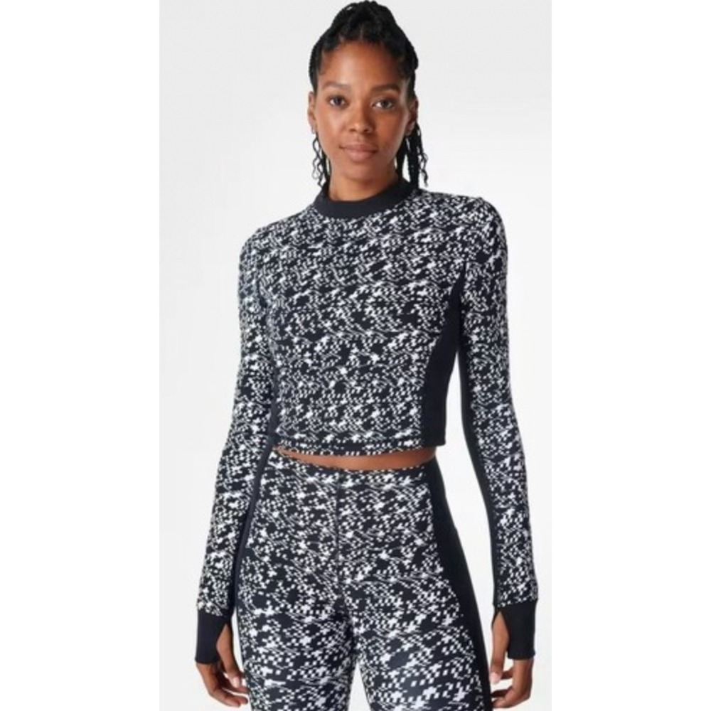 Sweaty Betty Power Workout Top‎ NWT Medium Black Geo Print Active